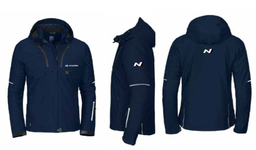 [WORK 3413-58-Dames] Travail - softshell doublé avec capuche amovible - mesdames - bleu foncé - avec son propre logo